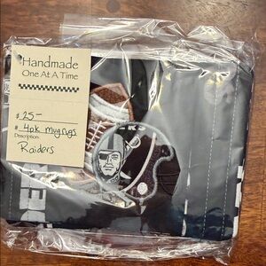 Raiders Black Quilted Mug Rug Set - Handmade 4pc
